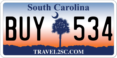 SC license plate BUY534