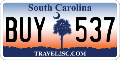 SC license plate BUY537
