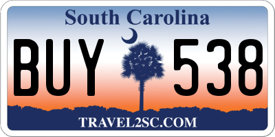 SC license plate BUY538