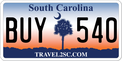 SC license plate BUY540