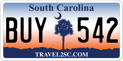 SC license plate BUY542