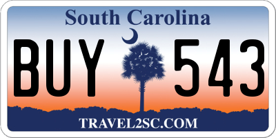 SC license plate BUY543