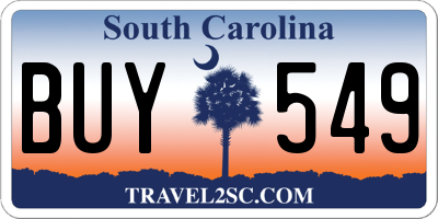 SC license plate BUY549