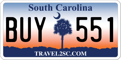 SC license plate BUY551