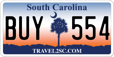 SC license plate BUY554