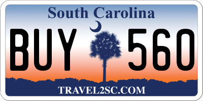SC license plate BUY560