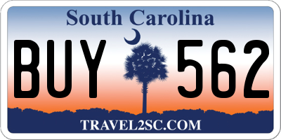 SC license plate BUY562