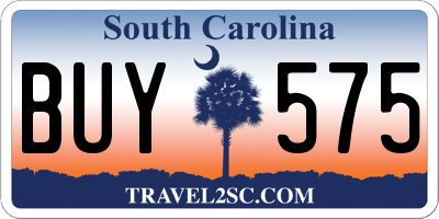 SC license plate BUY575