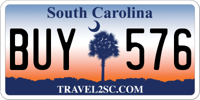 SC license plate BUY576