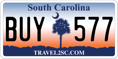 SC license plate BUY577