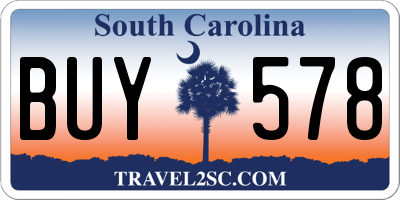 SC license plate BUY578