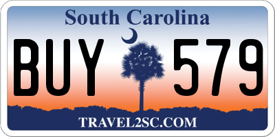 SC license plate BUY579