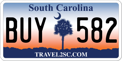 SC license plate BUY582