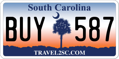 SC license plate BUY587