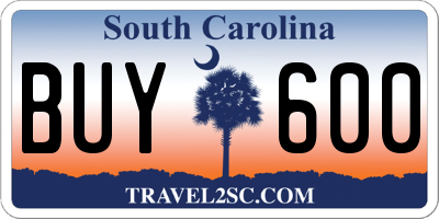 SC license plate BUY600
