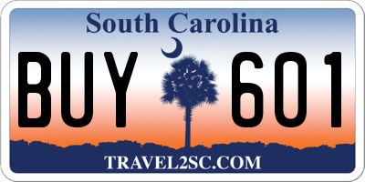 SC license plate BUY601