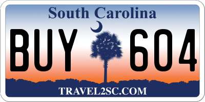 SC license plate BUY604