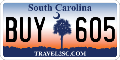 SC license plate BUY605