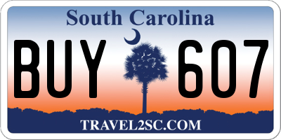 SC license plate BUY607