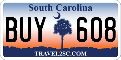 SC license plate BUY608