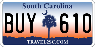 SC license plate BUY610