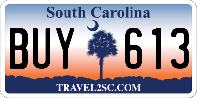 SC license plate BUY613