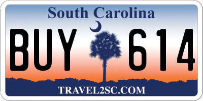 SC license plate BUY614