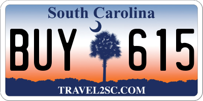 SC license plate BUY615