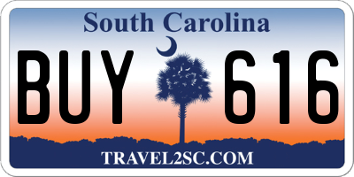 SC license plate BUY616