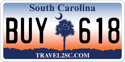 SC license plate BUY618