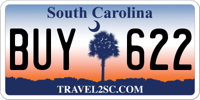 SC license plate BUY622