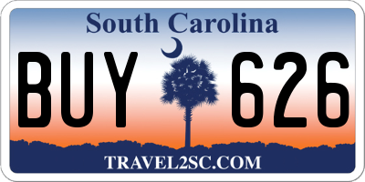 SC license plate BUY626