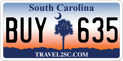 SC license plate BUY635