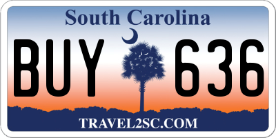 SC license plate BUY636