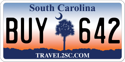 SC license plate BUY642