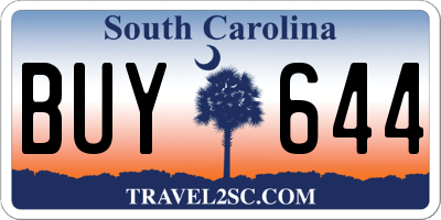 SC license plate BUY644
