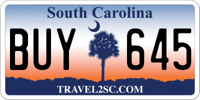SC license plate BUY645
