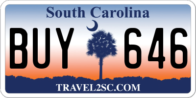 SC license plate BUY646