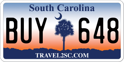 SC license plate BUY648