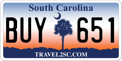 SC license plate BUY651