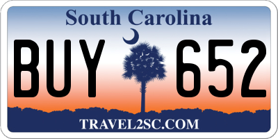 SC license plate BUY652