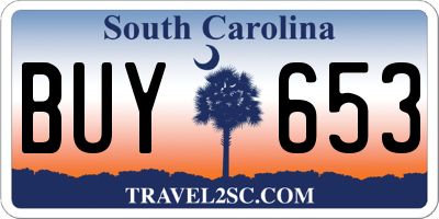 SC license plate BUY653
