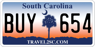SC license plate BUY654