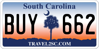 SC license plate BUY662