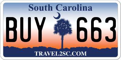 SC license plate BUY663