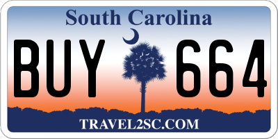 SC license plate BUY664
