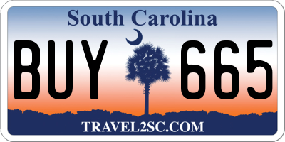 SC license plate BUY665