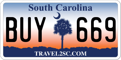 SC license plate BUY669