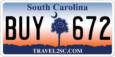 SC license plate BUY672