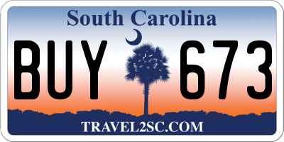 SC license plate BUY673
